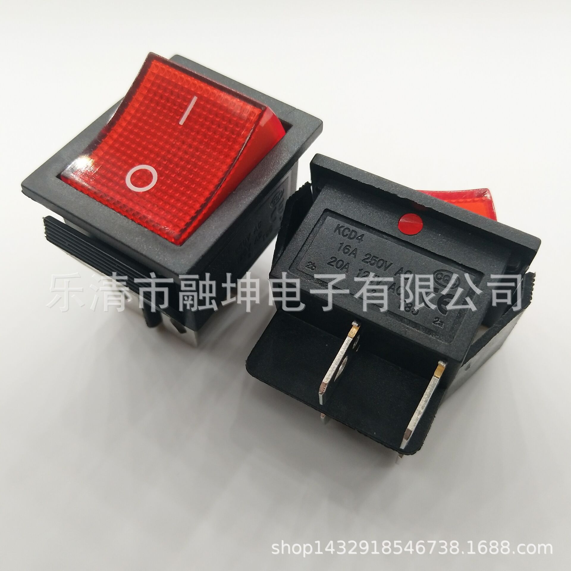 KCD4四脚船型开关带灯防水22*28安装尺寸带灯6脚船型开关