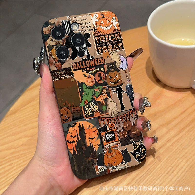 Чехол для телефона совместимый с Apple iPhone 14–17, дизайн в виде мультфильма на Хэллоуин, защита при падении, легкий 0.06 кг