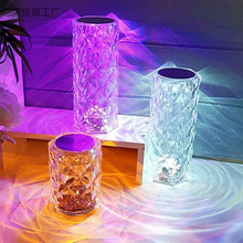 玫瑰灯卧室床头氛围灯酒吧餐厅小夜灯水晶台灯可调光跨境中山灯具