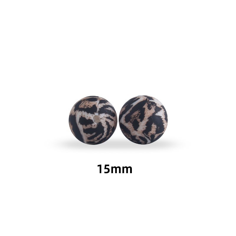 15mm leopardo pétalo color cuentas de transferencia de agua granos de silicona de calidad alimentaria DIY joyería chupete cadena teether pulsera