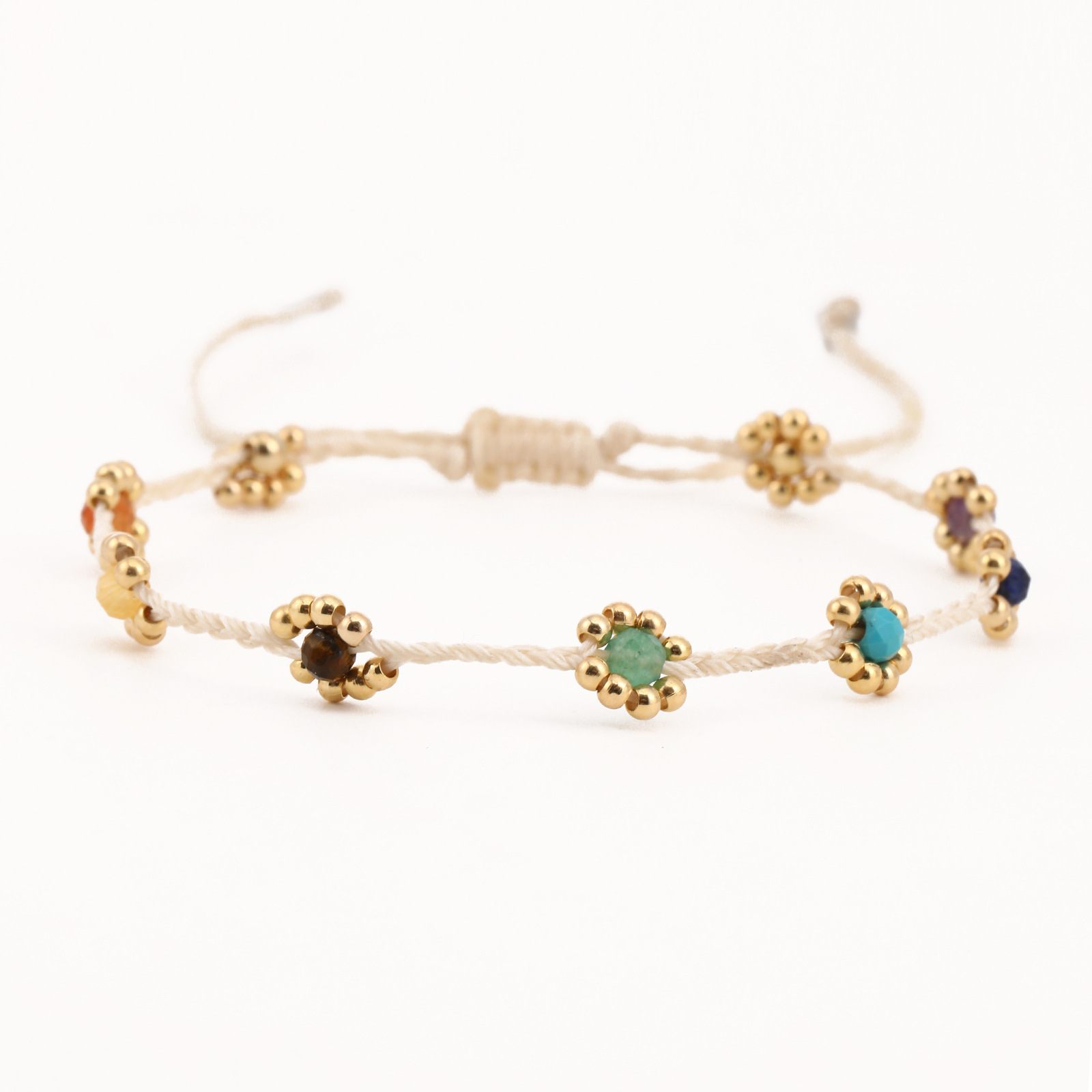 Fashion Flower natural stone rope Copper Bracelets 1 Piece