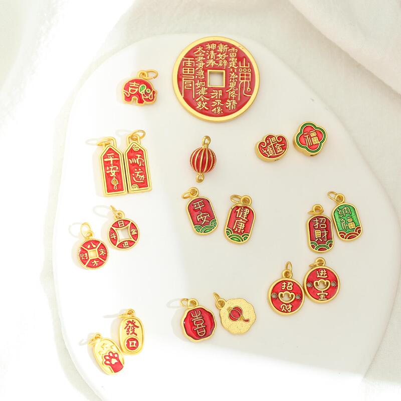 New Year Red Festive Cute Oil Drop Pendant Double Chandelier Cage Festive Day Gold Diyy Bracelet New Year Red Festive Cute Oil Drop Pendant Double Chandelier Cage Festive Day Gold Diyy Bracelet