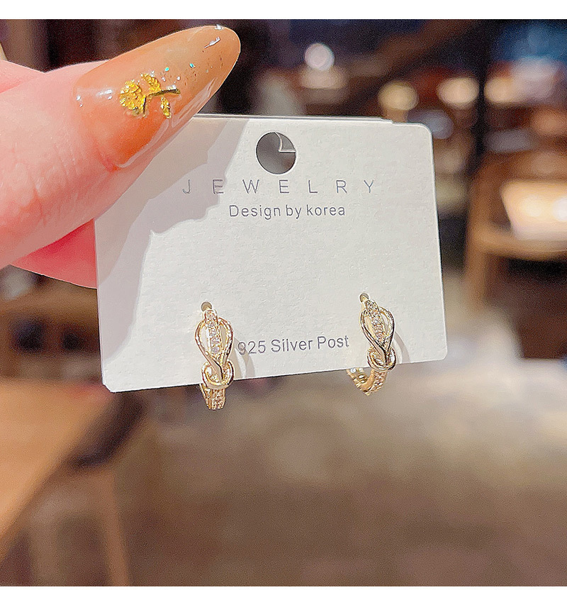 Simple Style Geometric Copper Inlaid Zircon Hoop Earrings 1 Pair