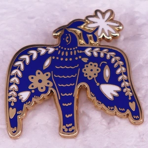 Blue swallow paper-cut art brooch badge accessory