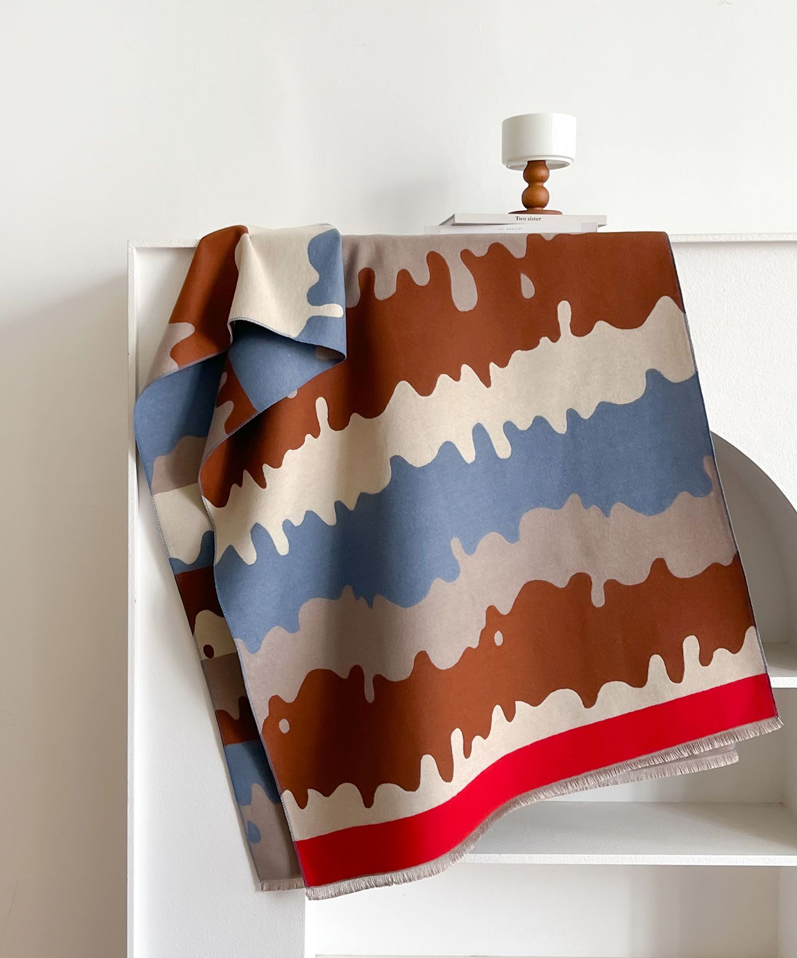 Comercio exterior nuevo color multicolor empalme bufandas de cashmere mujeres 2024 dulce estilo coreano versátil otoño invierno mantel cálido