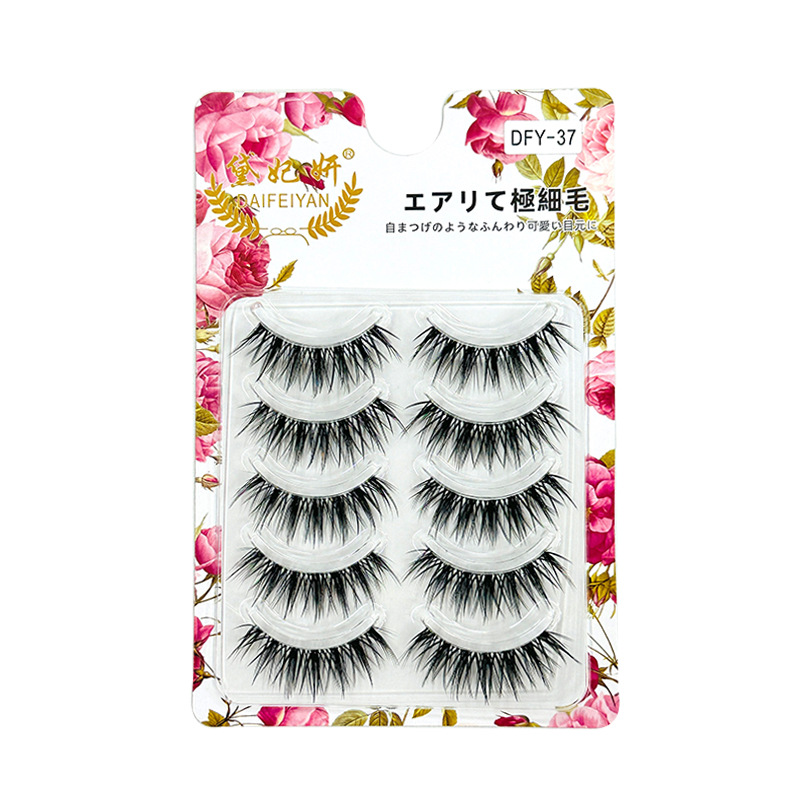 DFY-37 cinco pares Paquete de una pieza de trigo oreja pestañas falsas grueso dibujos animados Barbie entero perezoso gafas pestañas