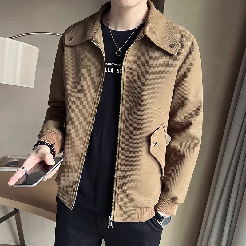 2025 primavera nuevo estilo de alta gama chaqueta casual de solapa moda masculina versión coreana de la chaqueta de hombre de estilo cocido ligero