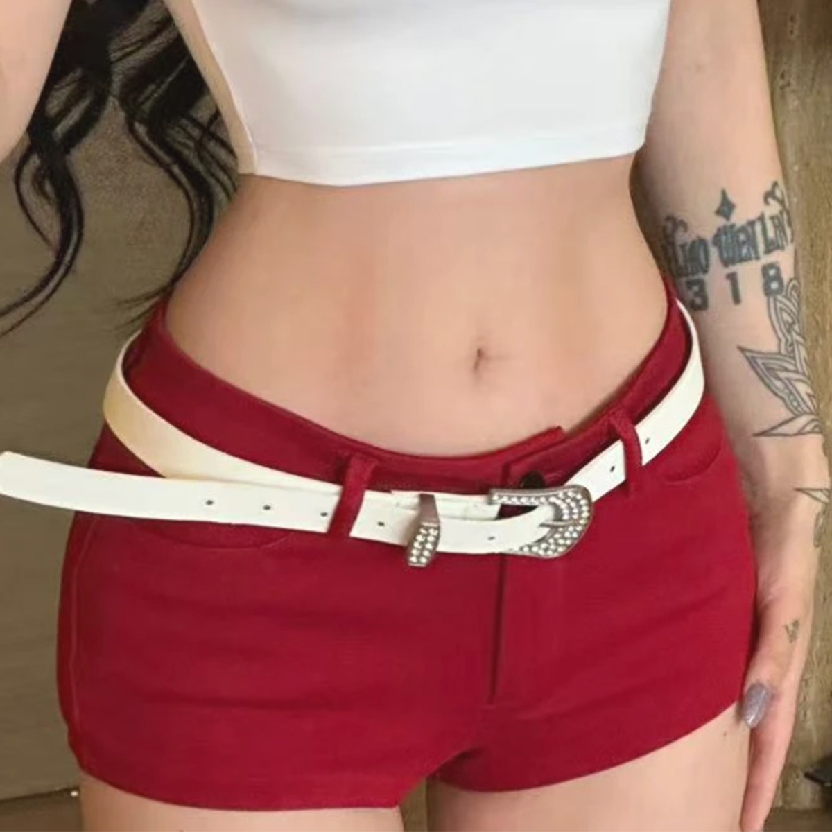 Hot Girls Sexy Low Waist Hip-wrap Hip Shorts Spring and Summer Slim-fit Hip-wrap Hot Pants Show Legs Long High Elastic Dance Casual Pants