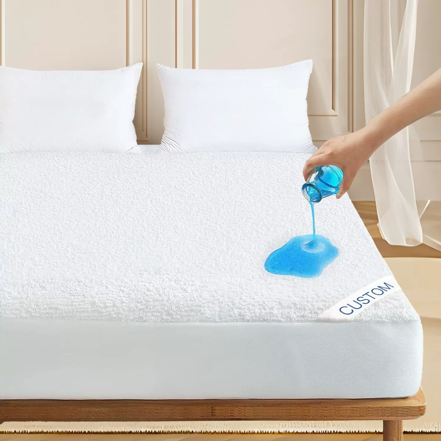 厂家直供亚马逊跨境防水床笠床垫保护套纯棉毛巾床垫保护罩