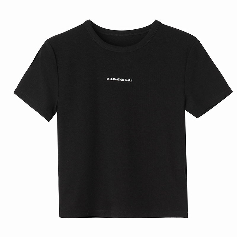 CANVAUS primavera nueva Camiseta corta de mujer simple impreso cuello redondo slim fit Top camiseta