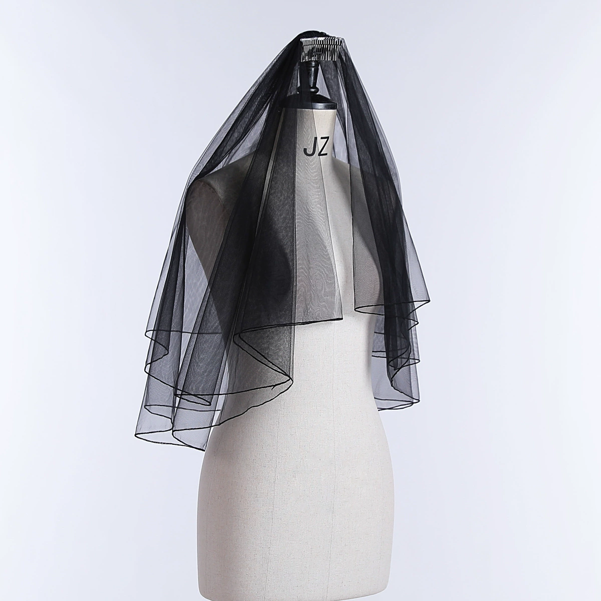 Black retro shiffon short bride's veil, European style, halloween