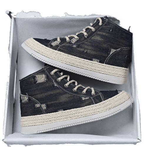 Men's Shoes 2025 Summer Platform Sneakers Breathable Trendy High-Top Casual Hip-Hop Slip-Resistant Sporty Versatile Canvas Shoes