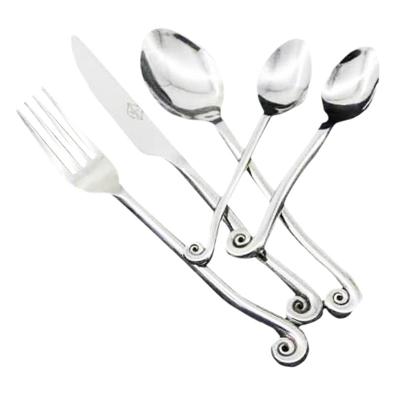 Knife, fork and spoon set stainless steel Western food tableware set household cut steak knife, fork and spoon hotel Western food tableware wholesale