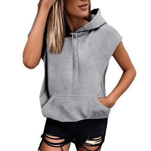 2025 cross-border foreign trade new product European size large size sleeveless hooded thin summer sweatshirt for women