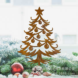 跨境爆款圣诞节装饰品生锈地插圣诞树户外花园金属铁艺摆件插件