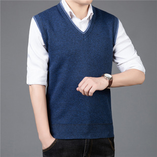 Autumn and winter pullover vest men's sweater vest men's Korean-style V-neck sleeveless waistcoat men's wool knitted vest men's