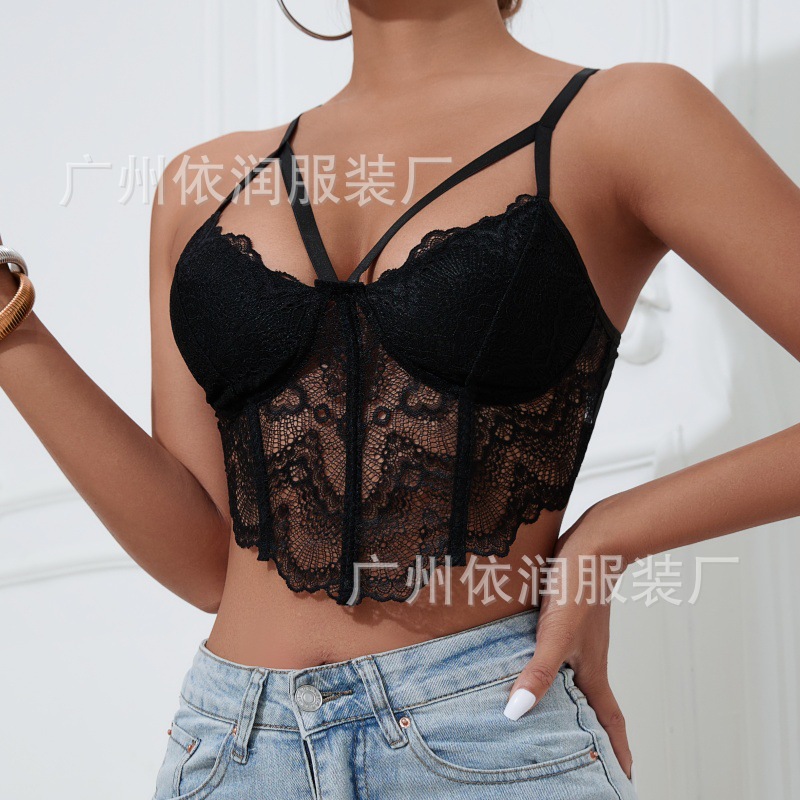 Camiseta sin Mangas de Encaje con Espalda Descubierta, Estilo Europeo y Americano, Ajustada, con Espalda Descubierta, Color Sólido, Estilo Europeo y Americano