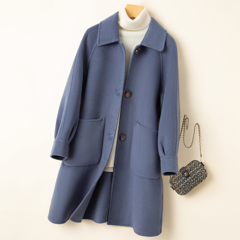 Double-sided demi-season woolen coat