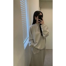 12.5 2025冬季新款韩国设计师mo*a男女同款慵懒卷边毛衣针织衫