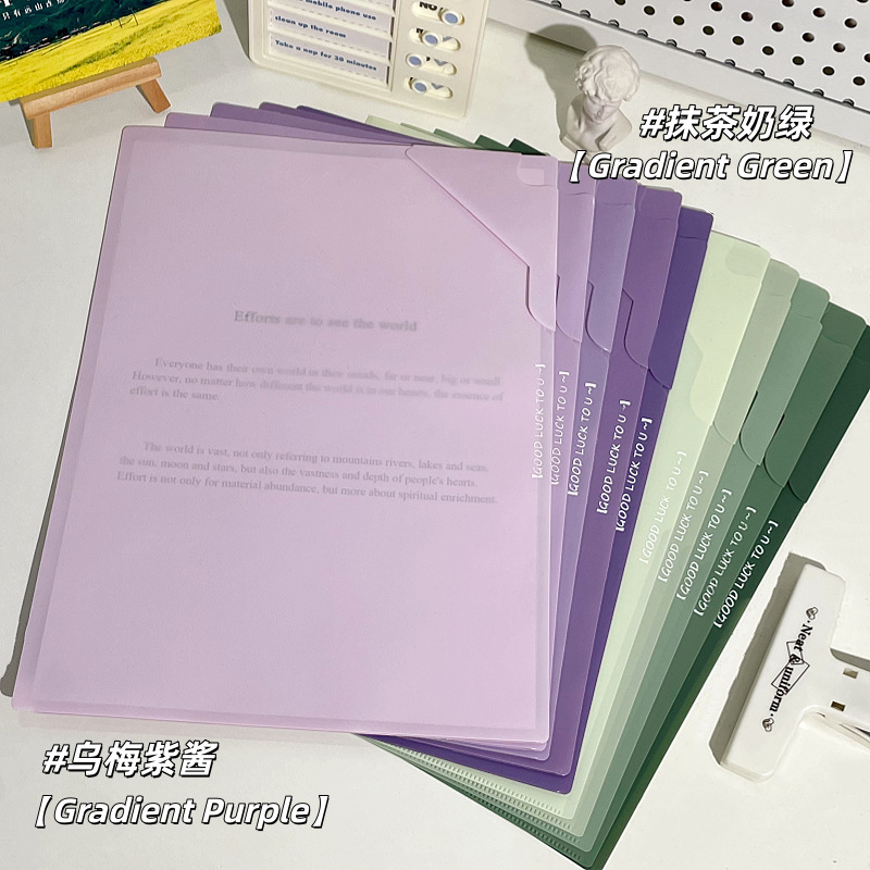두꺼운 내마모성 | 그라데이션 그린 + 그라데이션 퍼플 + 가림판 디자인 [10개입]
