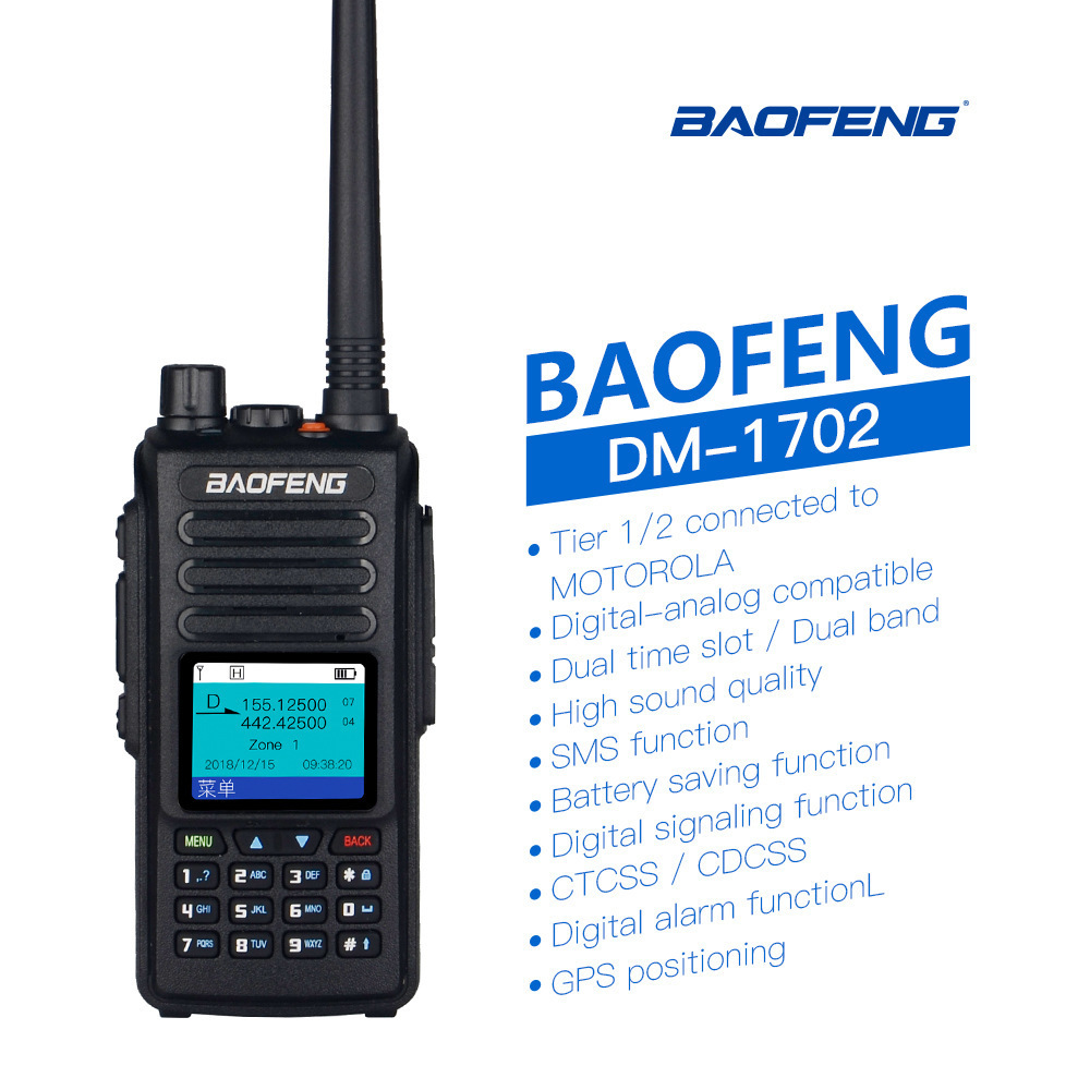 Baofeng DM-1702 DMR walkie-talkie digital UV de doble Segmento de doble ranura baofeng FM handstand GPS potencia de grabación