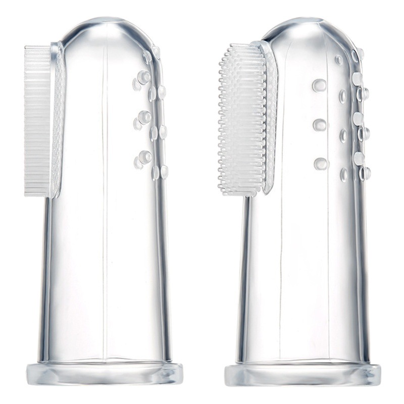 Wholesale Baby Toothbrush Finger Sleeve Silicone Soft-Bristle Toothbrush for Newborns Tongue Cleaning Boxed Overseas Hot-Selling Gum Protection