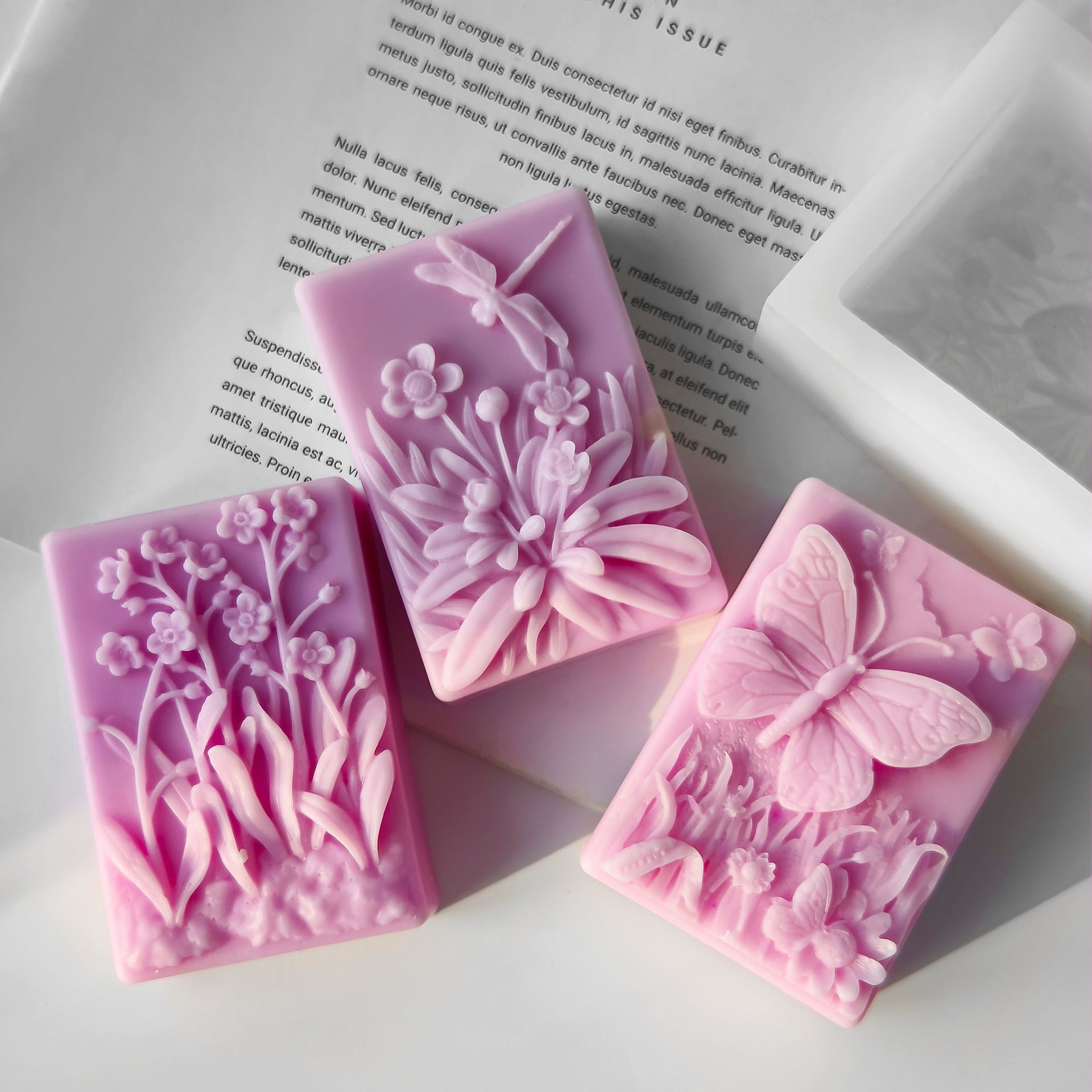 Cuadrado jabón hecho a mano molde de silicona DIY aromaterapia vela yeso coche-montado Incienso Piedra jabón hecho a mano herramienta abrasiva