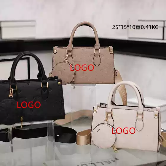 Foreign trade 2024 new mini tote bag embosed pu handbag shoulder large capacity women's bag portable oblique bag wholesale