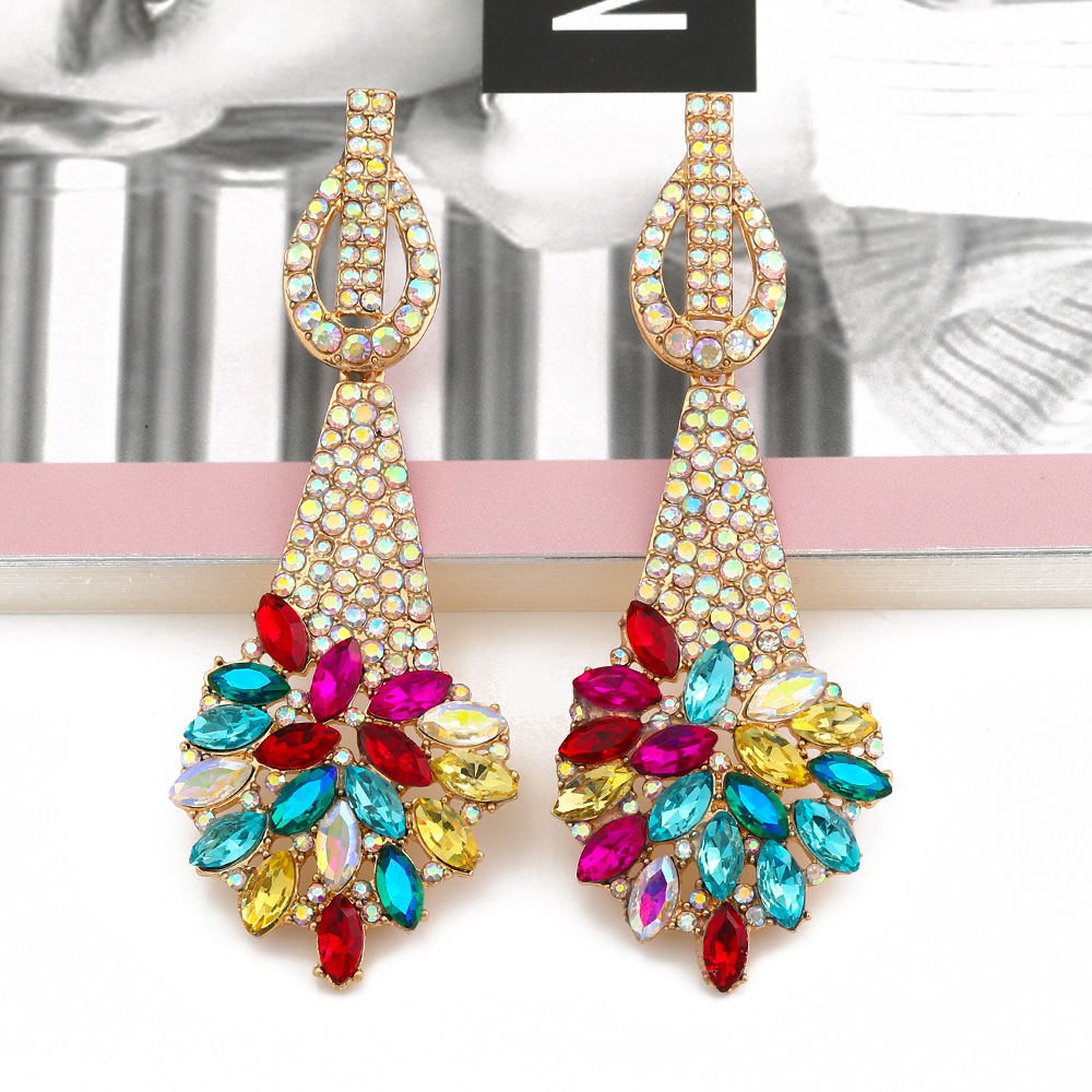 fashion color diamond geometric alloy earringspicture1