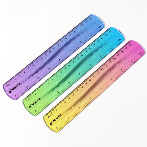 [Exclusivo transfronterizo] Papelería de color creativo de 30cm regla recta impresa bilateral pulgadas cm regla transparente de plástico