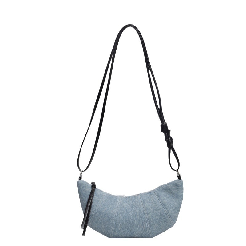 Denim for women's 2024 new fashionable casual shoulder niche trend, super hot crossbody bag, cowhide bag_senzul.com