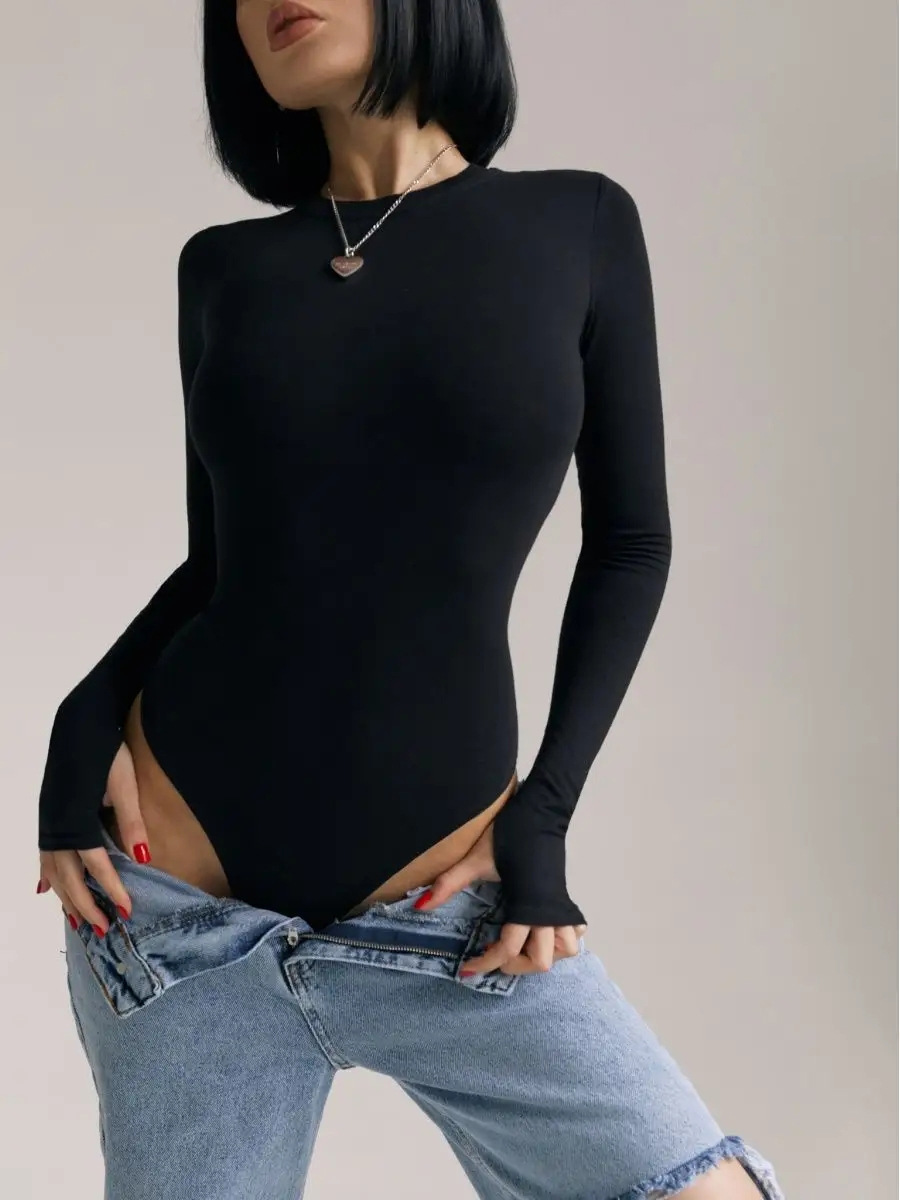 273g Weight Long Sleeve Sleeve Length Shorts Pants Length Cotton Blend, Polyester Fabric Type Mid Waist Waist Line Rompers Pants Type High Elasticity Elasticity Bodysuits Tops Type Daily Occasion Skinny Fit Type Solid Color Pattern Spring, Autumn Season Women's Gender Streetwear Style Wholesale Women's Streetwear Solid Color Long Sleeve Bodysuits 2