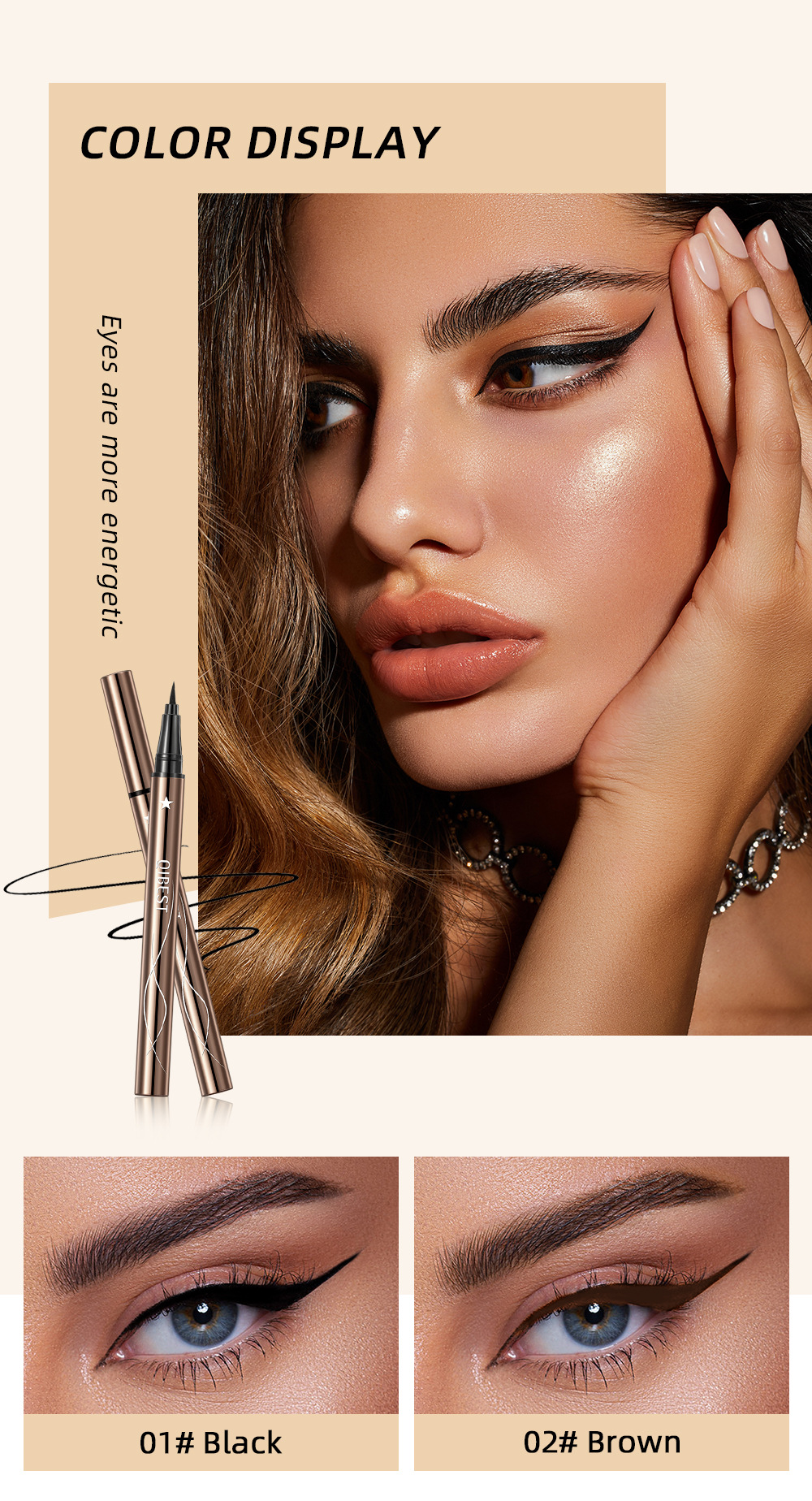 QIBEST Cross-border Ultra-fine eyeliner Liquid: Smooth, flowing, long-lasting without smudging, quick-drying, beginner eyeliner waterproof wholesale undefined