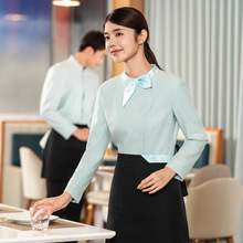 服务员工作服衬衣长袖女秋冬酒店西餐厅奶茶店韩版时尚制服印logo