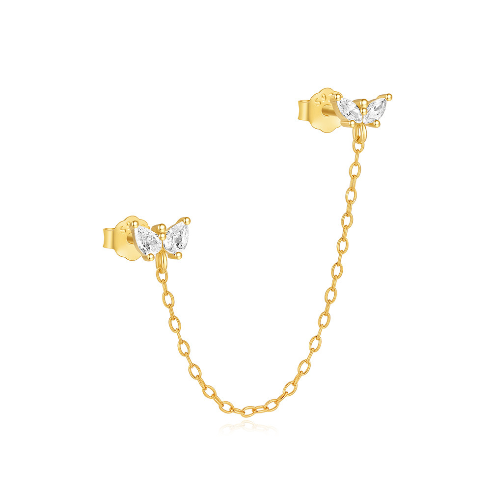 Simple Style, Shiny Style 1 Piece 925 Sterling Silver Zircon Star Butterfly Ear Studs
