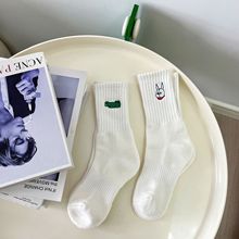 兔年秋冬加厚吸汗毛圈袜子男 兔子刺绣毛巾中筒运动袜 本命年女袜