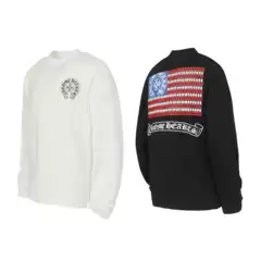 25 Correct Version Chrome Hearts Sanskrit Horseshoe Cross Popular Long-Sleeved T-Shirt Men's and Women's Casual