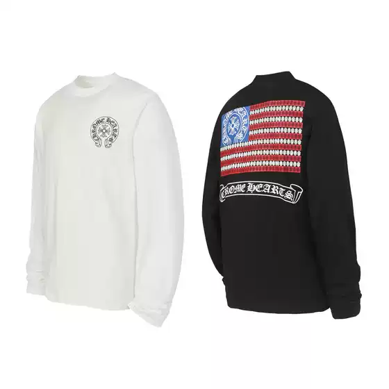 25 Correct Version Chrome Hearts Sanskrit Horseshoe Cross Popular Long-Sleeved T-Shirt Men's and Women's Casual