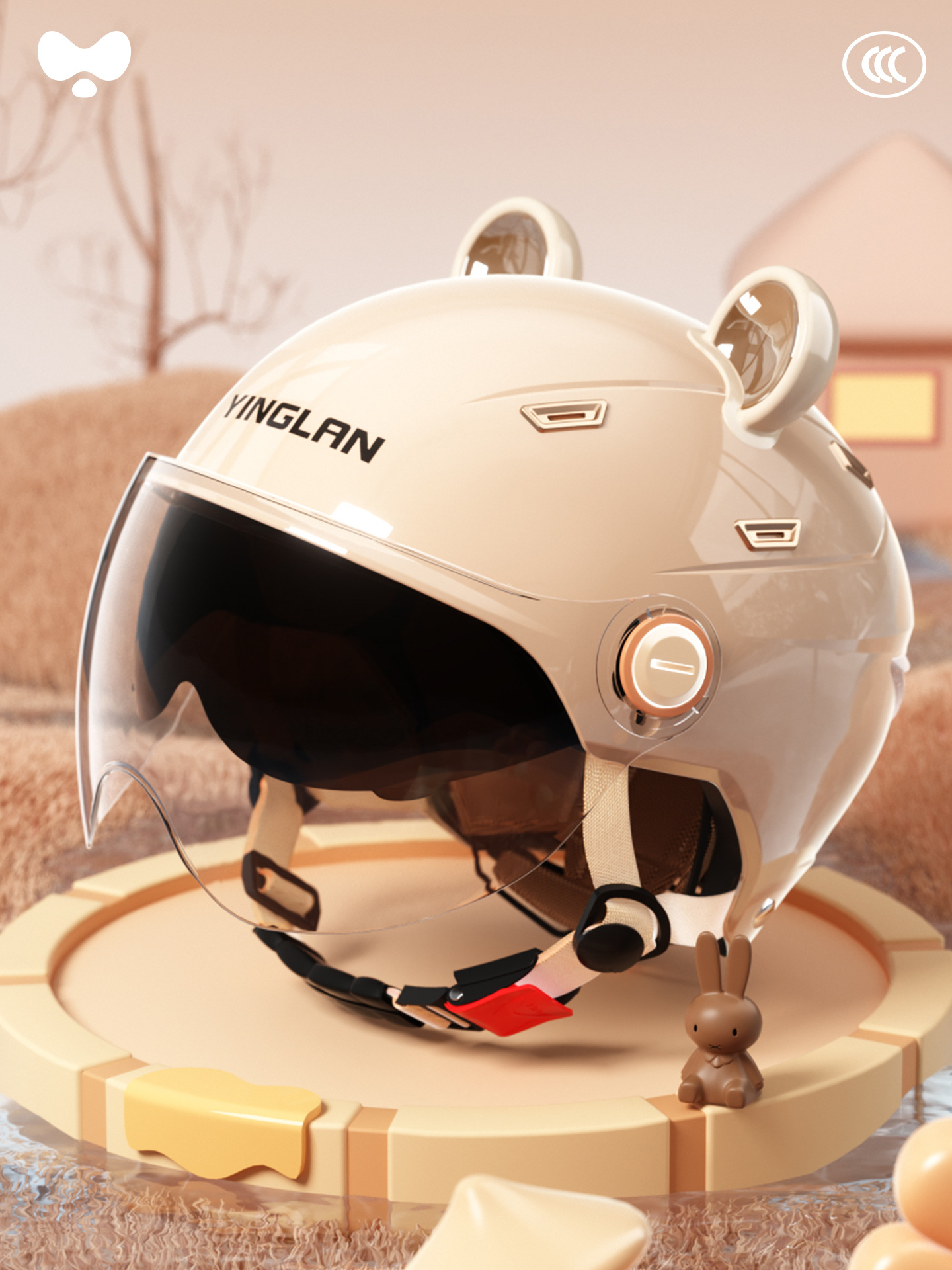 Warm Winter Safety — Universal Motosiklet kaskı (dəbilqə) - 3c-double-visor-coffee-hd-short-visor-class-a-new-national-standard-one-size