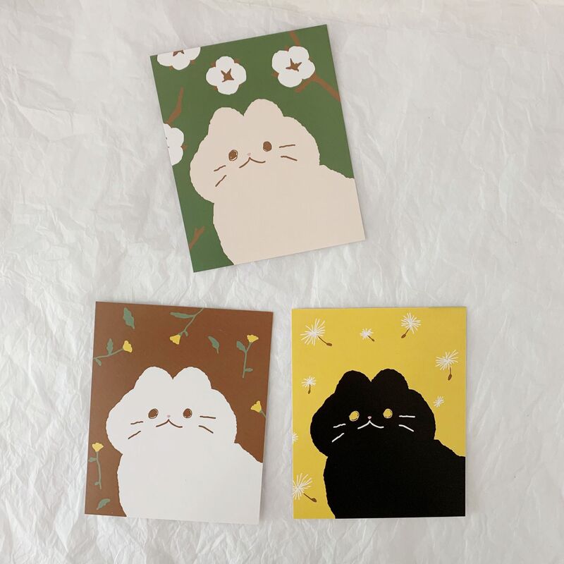 Korean Lazy Cat and Flower Card Postcard Ins Style Wall Decoration Small Poster Girl Heart Healing System
