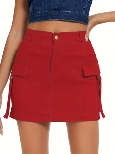 High Waisted Cargo Y2K Bodycon Denim Mini Skirt