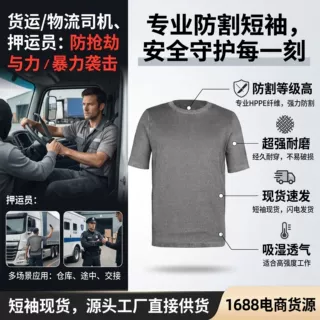 厂家现货灰色防割短袖耐磨软质贴身凉感T恤轻薄透气运动户外防护
