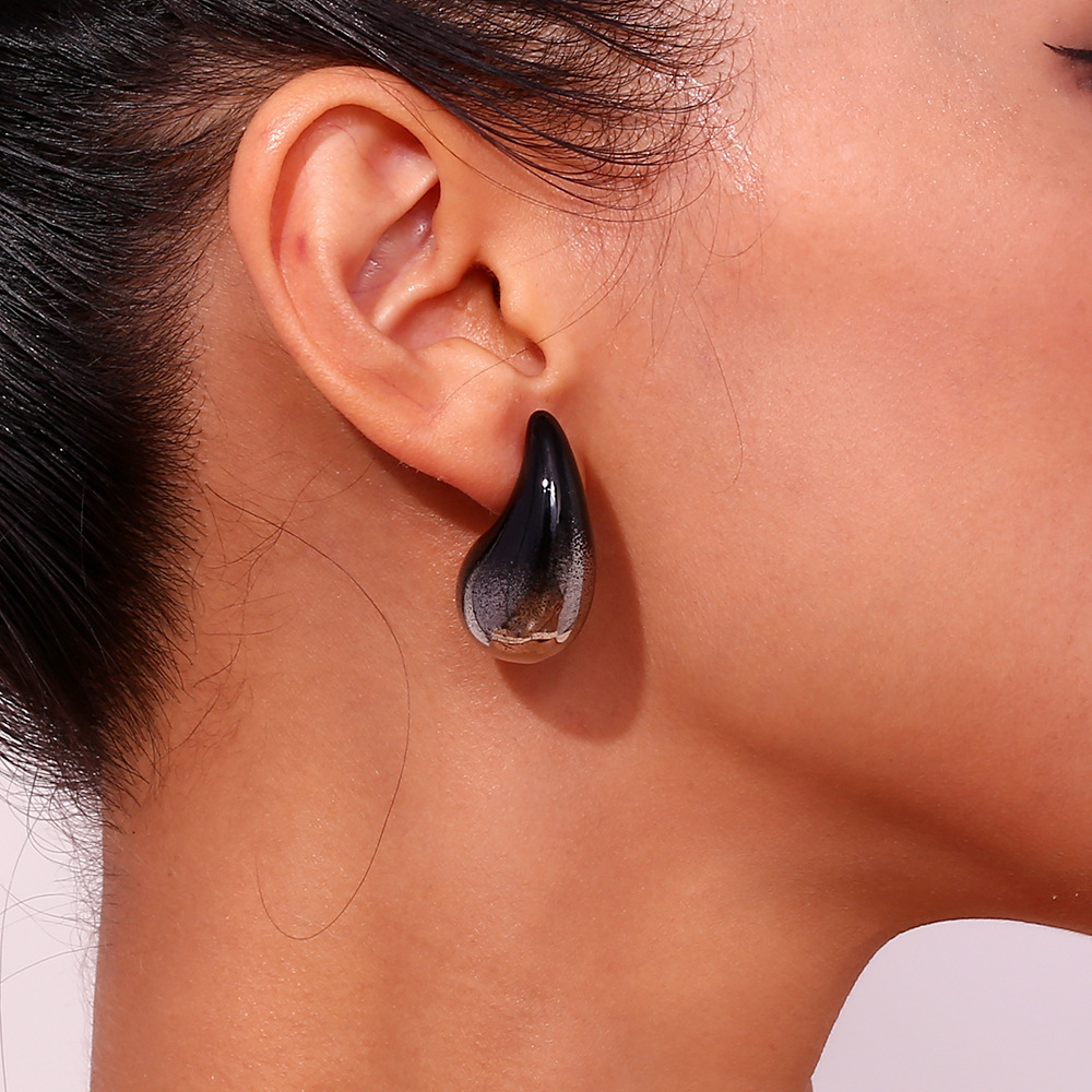 14g Weight Stainless Steel Ear Needle Material Ear Studs Classification 1 Pair Quantity Holiday, Daily Occasion Stainless Steel Material Water Droplets Pattern Women's Gender Plating Design Simple Style Style 1 Pair Simple Style Water Droplets Plating Stainless Steel Ear Studs 15