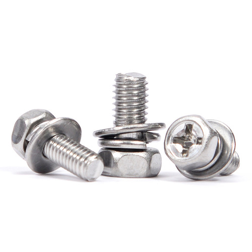 304 cross pocket external hexagonal combination screw combination bolt M3M4M5M6M8 hexagonal bolt flat spring washer