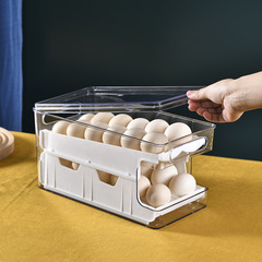 Step-ladder egg storage box with double-layer automatic filling egg carton, kitchen food-grade thick rolling duck egg preservation box
