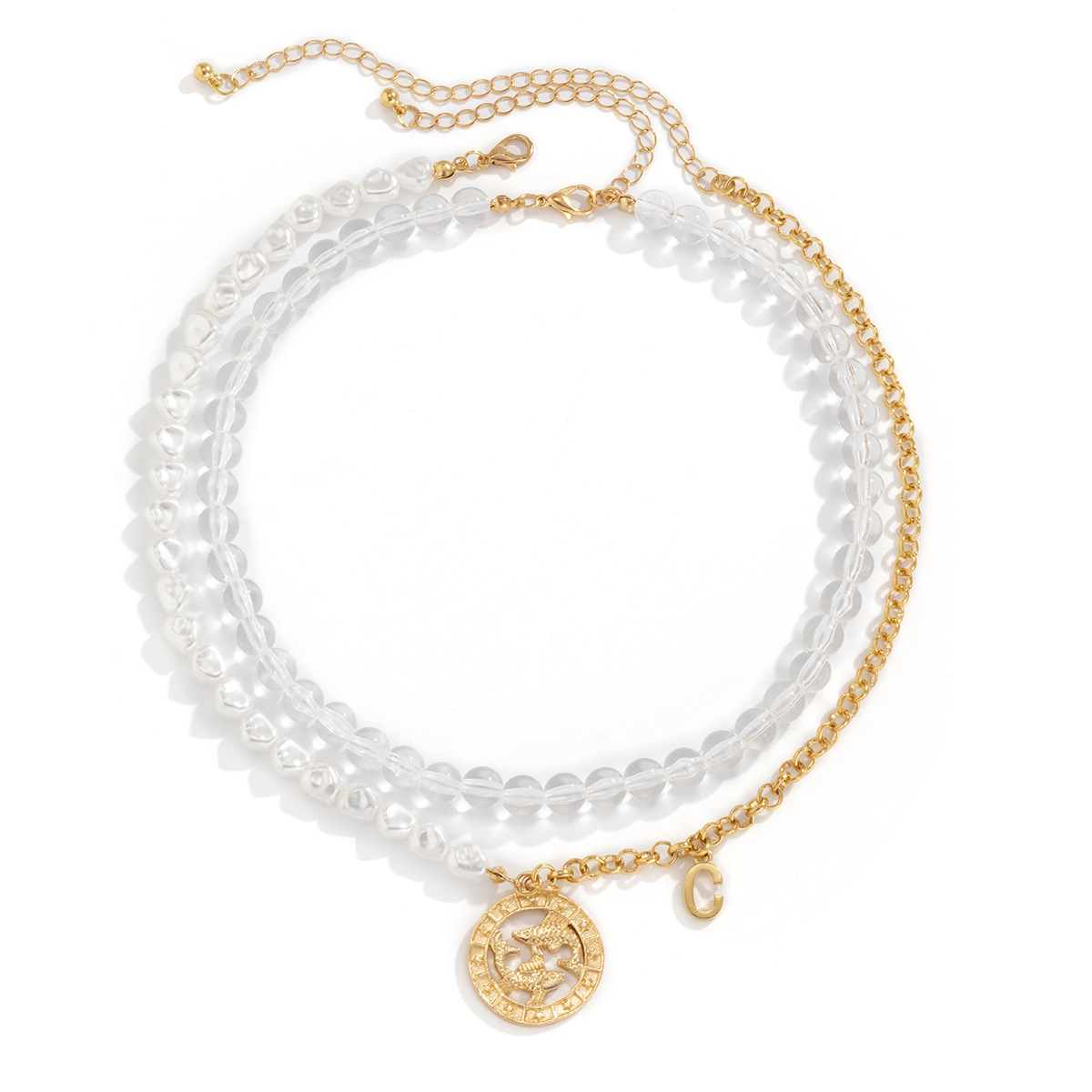 Fashion Pearl Multilayer Alloy Pisces Pendant Necklacepicture6