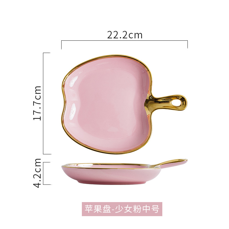 Nordic borde dorado plato de cerámica plato de merienda hogar creativo desayuno placa de pasta ins estilo postre plato de ensalada de frutas