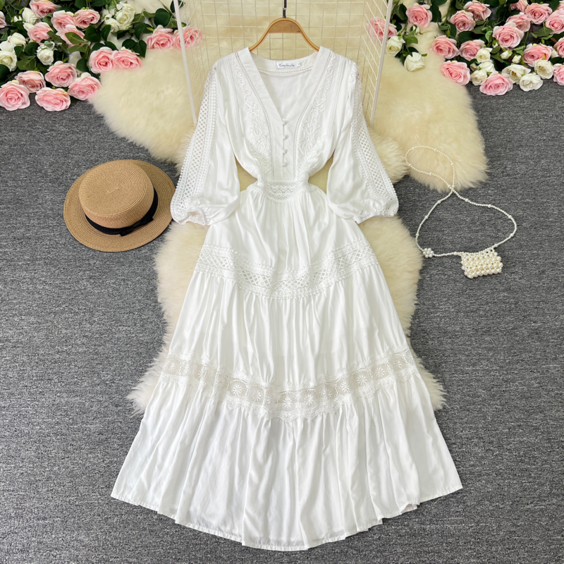 Lace white elegant long-sleeve
