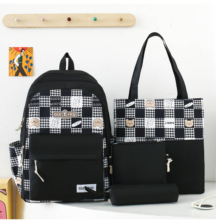 Zaini per bambini, nuovi, piccoli, freschi e carini, a quadri, con orsetto dei cartoni animati, alla moda, abbinati ai colori, per ragazze, scuola media e studenti_voghion.com