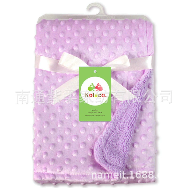 Export baby thick knitted fleece small blanket, double-layer extra soft hole pattern blanket for autumn and winter babies